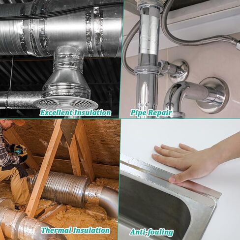 شريط ألومنيوم، شريط لاصق 2 بوصة × 65 قدم شريط معدني Hvac شريط عادم فضي مقاوم للماء شريط لاصق قوي لإغلاق وعزل مجاري الهواء، أنابيب العادم، فتحات الهواء، التيار المتردد، المجفف، الفرن in Saudi Arabia
