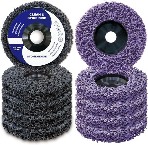 عجلة تجريد لمطحنة الزوايا لإزالة الطلاء والطلاء ومزيل الصدأ المؤكسد - 5 قطع باللون الأرجواني و5 قطع باللون الأسود مقاس (4-1/2 بوصة × 7/8 بوصة) in Kuwait