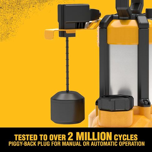 DEWALT® 1/2 حصان من الفولاذ المقاوم للصدأ والحديد الزهر، مضخة حوضية فعالة غاطسة بالكامل مع مفتاح تعويم عمودي على شكل خنزير، سلك بطول 10 أقدام، 102 جالون في الدقيقة / 6120 جالون في الساعة in Saudi Arabia