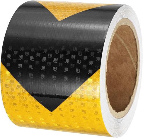 PATIKIL Reflective Tape, 1 Roll 4 Inch x 66 Ft Waterproof Self Adhesive High Visibility Caution Warning Safety Tape Reflector for Trucks Trailers Cars, Arrow Yellow Black in Saudi Arabia