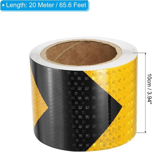 PATIKIL Reflective Tape, 1 Roll 4 Inch x 66 Ft Waterproof Self Adhesive High Visibility Caution Warning Safety Tape Reflector for Trucks Trailers Cars, Arrow Yellow Black in Saudi Arabia