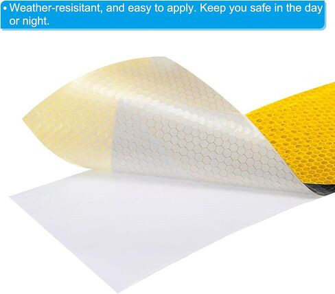 PATIKIL Reflective Tape, 1 Roll 4 Inch x 66 Ft Waterproof Self Adhesive High Visibility Caution Warning Safety Tape Reflector for Trucks Trailers Cars, Arrow Yellow Black in Saudi Arabia