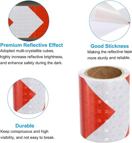 PATIKIL Reflective Tape, 1 Roll 4 Inch x 66 Ft Waterproof Self Adhesive High Visibility Caution Warning Safety Tape Reflector for Trucks Trailers Cars, Arrow Yellow Black in Saudi Arabia