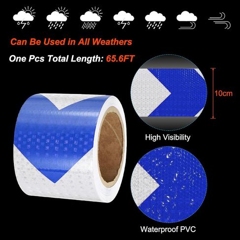 PATIKIL Reflective Tape, 1 Roll 4 Inch x 66 Ft Waterproof Self Adhesive High Visibility Caution Warning Safety Tape Reflector for Trucks Trailers Cars, Arrow Yellow Black in Saudi Arabia