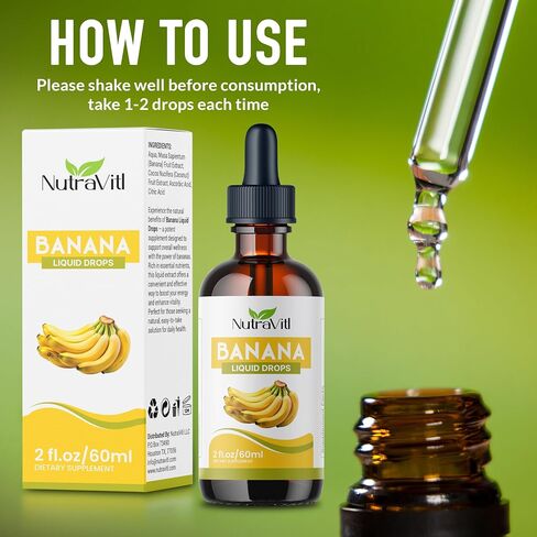 قطرات الموز (60 مل) المكمل السائل الرسمي لمستخلص الموز، قطرات الموز السائلة الممتازة للصحة والعافية - نكهة الموز الطبيعية in Saudi Arabia
