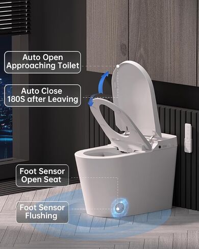 EPLO Smart Toilet Bidet,Auto Open/Close lid,Blackout Flush,Heated Seat,Dual Auto Flush,Foot Sensor Operation,LED Display,Tankless One Piece Elongated Modern Bidet Toilet Combo G20 in Saudi Arabia