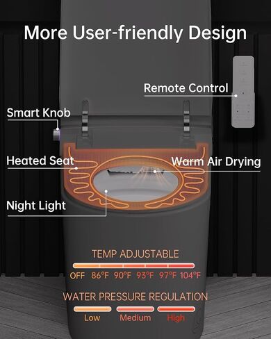 EPLO Smart Toilet Bidet,Auto Open/Close lid,Blackout Flush,Heated Seat,Dual Auto Flush,Foot Sensor Operation,LED Display,Tankless One Piece Elongated Modern Bidet Toilet Combo G20 in Saudi Arabia