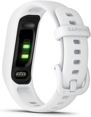 جهاز تعقب اللياقة البدنية Garmin vivosmart 5 (أبيض S/M) حزمة صندوق هدايا محول حائط وحافظة صلبة واقية - مراقب معدل ضربات القلب ومتتبع النوم - نظام تحديد المواقع العالمي للهاتف، أساور معصم سهلة الاستخدام in Kuwait