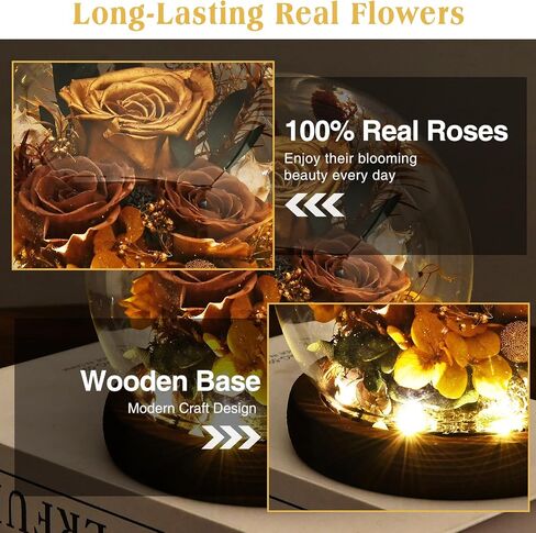 Gifts for Wome, Mom, Grandma, Wife, Preserved Rose Flowers in Glass Dome for Birthday Gifts, Christmas, Valentines, Anniversary, Wedding, Thanksgiving, Mothers Day, with LED Light (Red) in Saudi Arabia