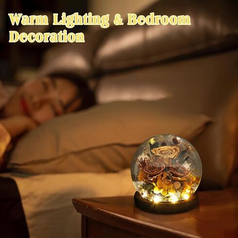 Gifts for Wome, Mom, Grandma, Wife, Preserved Rose Flowers in Glass Dome for Birthday Gifts, Christmas, Valentines, Anniversary, Wedding, Thanksgiving, Mothers Day, with LED Light (Red) in Saudi Arabia