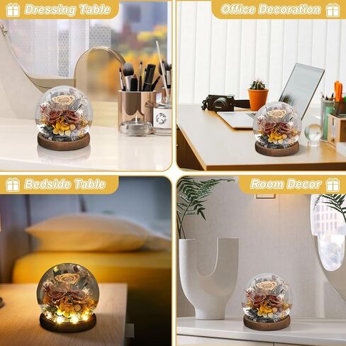 Gifts for Wome, Mom, Grandma, Wife, Preserved Rose Flowers in Glass Dome for Birthday Gifts, Christmas, Valentines, Anniversary, Wedding, Thanksgiving, Mothers Day, with LED Light (Red) in Saudi Arabia