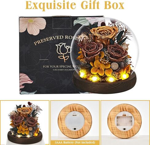 Gifts for Wome, Mom, Grandma, Wife, Preserved Rose Flowers in Glass Dome for Birthday Gifts, Christmas, Valentines, Anniversary, Wedding, Thanksgiving, Mothers Day, with LED Light (Red) in Saudi Arabia