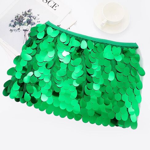 REETAN Sequins Belly Skirt Fashion Short Adjustable Skirt Rave Party Performance Skirt Costume for Women and Girls in Kuwait