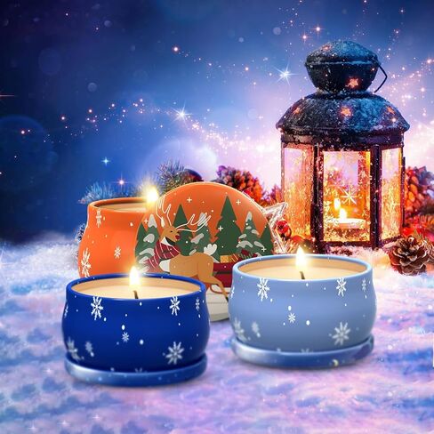 Set of 5 Christmas Themed Scented Candles Gift Set for Women, Natural Soy Wax Aromatherapy Candles for Home Decor - Lavender, Cookie, Vanilla&Cake, Apple and Cedar Fragrance in Saudi Arabia