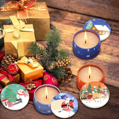 Set of 5 Christmas Themed Scented Candles Gift Set for Women, Natural Soy Wax Aromatherapy Candles for Home Decor - Lavender, Cookie, Vanilla&Cake, Apple and Cedar Fragrance in Saudi Arabia