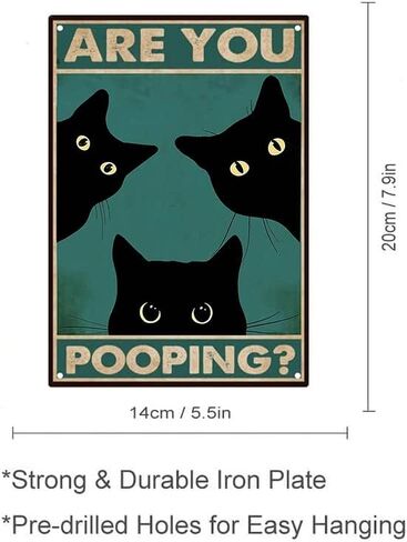 هل أنت أنبوب أسود القط الفن المرحاض ديكور مضحك كيتي القصدير علامة معدنية خمر جدار الرجعية للمنزل الحمام بار مزرعة لوحة 8x12 بوصة in Kuwait