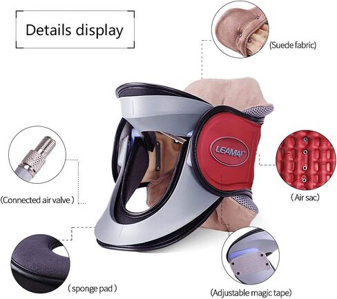 Newest Cervical Neck Traction Device - Adjustable Inflatable Neck Stretcher Collar for Home Traction Spine Alignment -(C03,Red) in Saudi Arabia