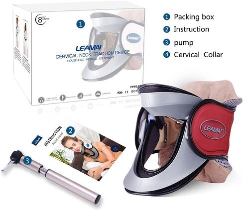 Newest Cervical Neck Traction Device - Adjustable Inflatable Neck Stretcher Collar for Home Traction Spine Alignment -(C03,Red) in Saudi Arabia