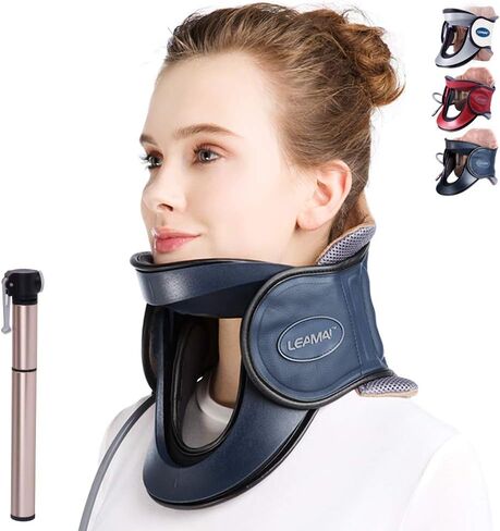 Newest Cervical Neck Traction Device - Adjustable Inflatable Neck Stretcher Collar for Home Traction Spine Alignment -(C03,Red) in Saudi Arabia