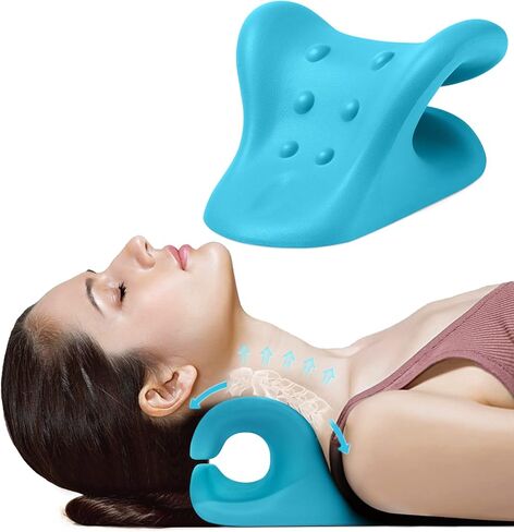 Guffo Neck Stretcher Cervical Traction Device, Neck and Shoulder Relaxer for TMJ Headache Relief and Spine Alignment, with Acupressure Massag Design Neck Pain Pillow for Muscle Tension Relief in Kuwait