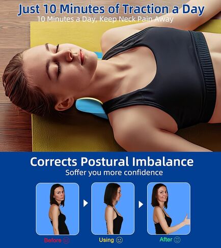 Guffo Neck Stretcher Cervical Traction Device, Neck and Shoulder Relaxer for TMJ Headache Relief and Spine Alignment, with Acupressure Massag Design Neck Pain Pillow for Muscle Tension Relief in Kuwait