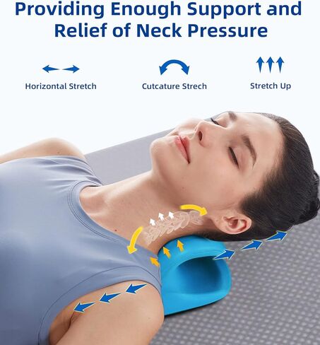 Guffo Neck Stretcher Cervical Traction Device, Neck and Shoulder Relaxer for TMJ Headache Relief and Spine Alignment, with Acupressure Massag Design Neck Pain Pillow for Muscle Tension Relief in Kuwait