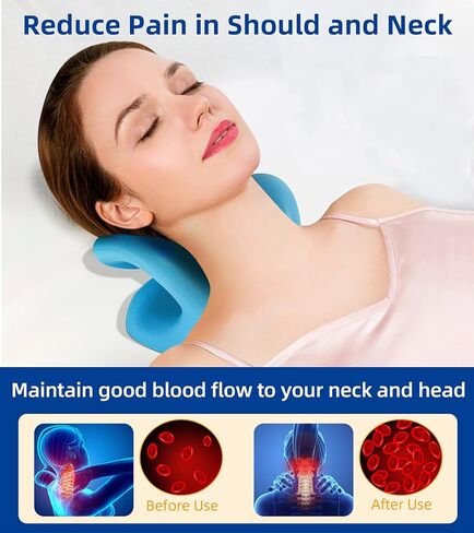 Guffo Neck Stretcher Cervical Traction Device, Neck and Shoulder Relaxer for TMJ Headache Relief and Spine Alignment, with Acupressure Massag Design Neck Pain Pillow for Muscle Tension Relief in Kuwait