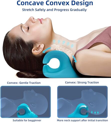 Guffo Neck Stretcher Cervical Traction Device, Neck and Shoulder Relaxer for TMJ Headache Relief and Spine Alignment, with Acupressure Massag Design Neck Pain Pillow for Muscle Tension Relief in Kuwait