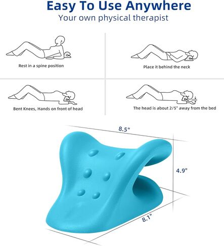 Guffo Neck Stretcher Cervical Traction Device, Neck and Shoulder Relaxer for TMJ Headache Relief and Spine Alignment, with Acupressure Massag Design Neck Pain Pillow for Muscle Tension Relief in Kuwait