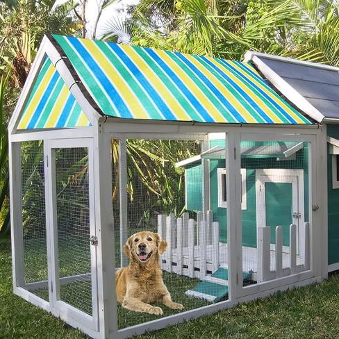 Upgrade Dog Kennel Cover Mesh Shade Panel with Grommets - Weather Guard Extra Large All Season Dog Run Cover & Roof (Green, 10x10FT) in Kuwait