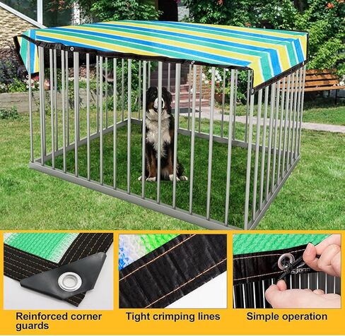 Upgrade Dog Kennel Cover Mesh Shade Panel with Grommets - Weather Guard Extra Large All Season Dog Run Cover & Roof (Green, 10x10FT) in Kuwait
