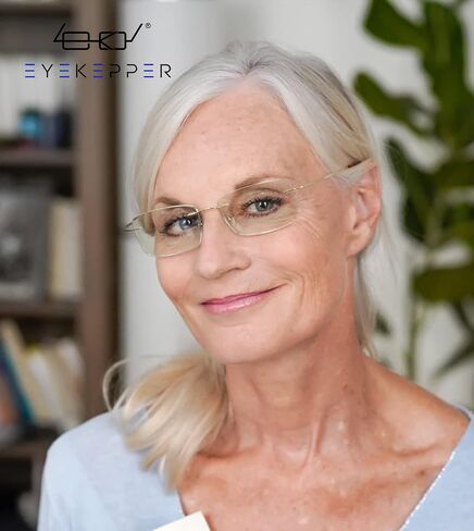 Eyekepper Titanium Rimless Orange Tinted Lenses Computer Reading Glasses Readers Men Women in Saudi Arabia