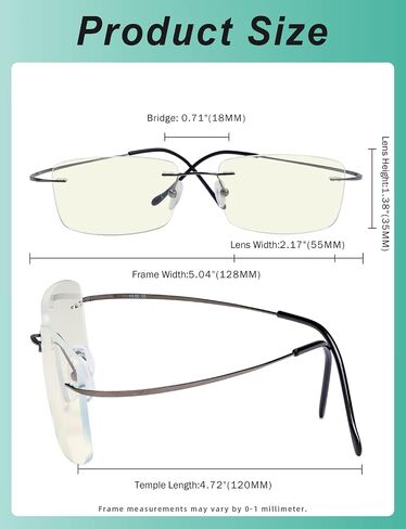 Eyekepper Titanium Rimless Orange Tinted Lenses Computer Reading Glasses Readers Men Women in Saudi Arabia