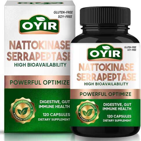 Liposomal Nattokinase 12,000 FU Serrapeptase 360,000 SPU Enzyme Supplement, Highest Potency Supplement for Circulatory, Gut, Digestion and Immune Health, 120 Capsules 2 Month Supply in Saudi Arabia
