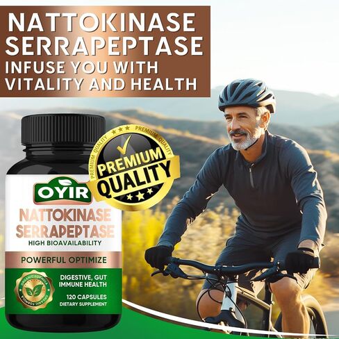Liposomal Nattokinase 12,000 FU Serrapeptase 360,000 SPU Enzyme Supplement, Highest Potency Supplement for Circulatory, Gut, Digestion and Immune Health, 120 Capsules 2 Month Supply in Saudi Arabia