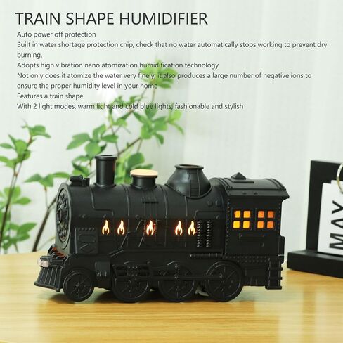 Essential Oil Diffuser, 300ml Train Shape 2 Modes Night Lights Remote Control Cool Mist Humidifier for Bedroom, Aroma Diffuser for Office, Waterless Auto Off Aromatherapy in Saudi Arabia