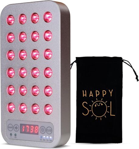 جهاز العلاج بالضوء الأحمر المحمول Happy Sol Mini Go، 24 مصباح LED، 5 مستويات سطوع، ترددات قابلة للتعديل، بطارية قابلة لإعادة الشحن، علاج بالضوء الأحمر والأشعة تحت الحمراء، علاج بالضوء أثناء التنقل in Kuwait