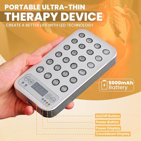 جهاز العلاج بالضوء الأحمر المحمول Happy Sol Mini Go، 24 مصباح LED، 5 مستويات سطوع، ترددات قابلة للتعديل، بطارية قابلة لإعادة الشحن، علاج بالضوء الأحمر والأشعة تحت الحمراء، علاج بالضوء أثناء التنقل in Kuwait