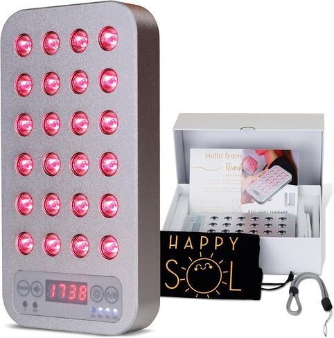 جهاز العلاج بالضوء الأحمر المحمول Happy Sol Mini Go، 24 مصباح LED، 5 مستويات سطوع، ترددات قابلة للتعديل، بطارية قابلة لإعادة الشحن، علاج بالضوء الأحمر والأشعة تحت الحمراء، علاج بالضوء أثناء التنقل in Kuwait