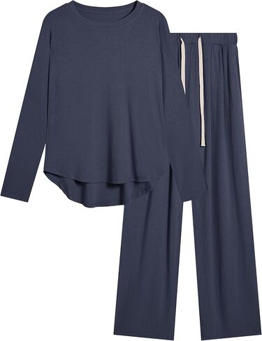 أطقم ملابس نسائية من قطعتين من difficort بأكمام طويلة ومجموعات صالة الخريف للتمرين مع جيوب، كحلي، متوسط in Kuwait