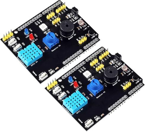 2 قطعة 9 في 1 مستشعر درجة الحرارة والرطوبة لوحة توسيع متعددة الوظائف DHT11 مستشعر الرطوبة وLM35 جهاز استقبال مستشعر درجة الحرارة LED IR استقبال الجرس I2C in Kuwait