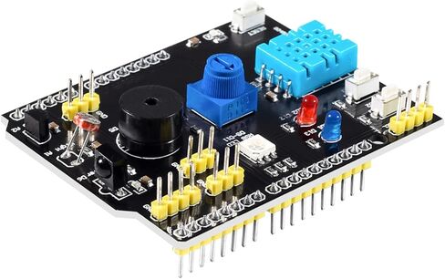 2 قطعة 9 في 1 مستشعر درجة الحرارة والرطوبة لوحة توسيع متعددة الوظائف DHT11 مستشعر الرطوبة وLM35 جهاز استقبال مستشعر درجة الحرارة LED IR استقبال الجرس I2C in Kuwait