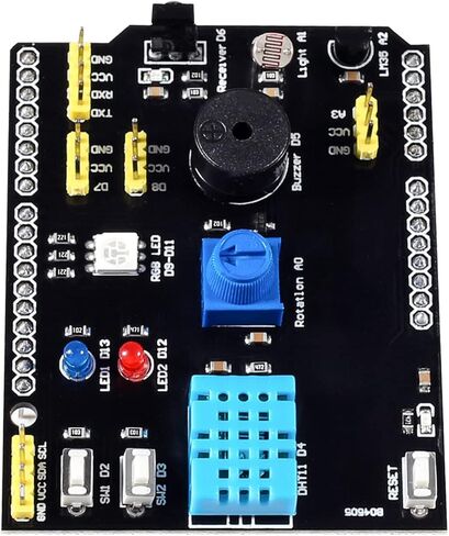 2 قطعة 9 في 1 مستشعر درجة الحرارة والرطوبة لوحة توسيع متعددة الوظائف DHT11 مستشعر الرطوبة وLM35 جهاز استقبال مستشعر درجة الحرارة LED IR استقبال الجرس I2C in Kuwait