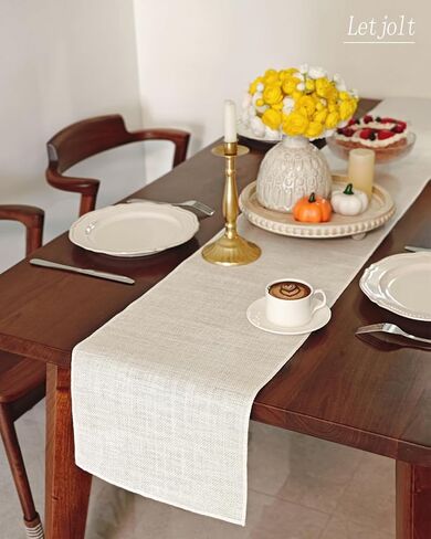 Letjolt Burlap Table Runner 72 Inches Farmhouse Thanksgiving Table Runner Jute Table Runner Christmas Table Decor Jute Woven Fabric, Natural 6 Feet in Saudi Arabia