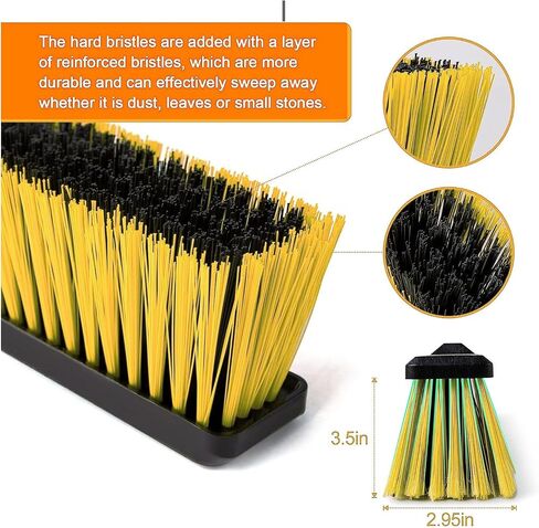 18" Push Broom Outdoor Heavy Duty, Snow Broom with Long Handle, Shop Broom Garage Push Broom for Garden, Patio, Garage, Bathroom, Kitchen, Tub, Carpet, Tile, Deck, Concrete, Industrial (Yellow) in Saudi Arabia