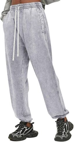 BINTEHGS Womens Joggers with Pockets Baggy High Waisted Wide Leg Sweatpants Women Loose Vintage Drawstring Washed Pants in Saudi Arabia