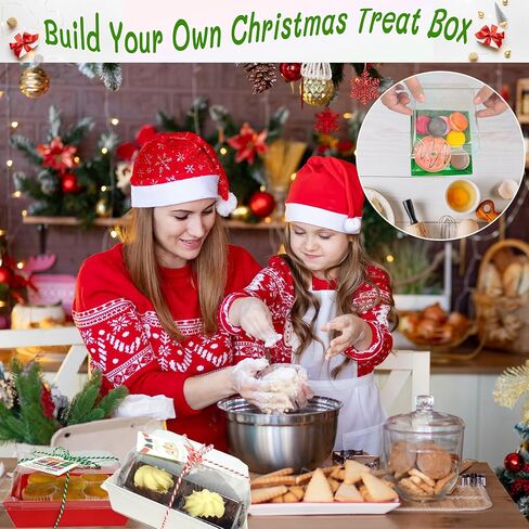 HCTWPY Christmas Charcuterie Boxes Christmas Bakery Boxes Disposable Paper Food Containers Gift Box with Clear Lids Ropes Cards for Xmas Party Favor Sandwich Cookies Donuts bakla,72 Pieces in Saudi Arabia