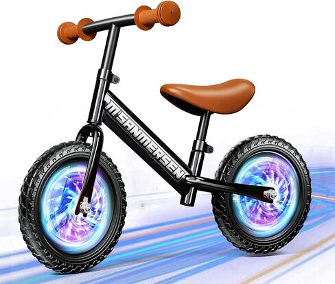 Colorful Lighting Toddler Balance Bike 2 3 Year Old,Balance Bike for Age 24 Months to 5 Years Old,12Inch Lightweight Steady Balancing Bike with Adjustable Handlebar&Seat,Birthday Gift for 2 3 4 5 Kids in Kuwait