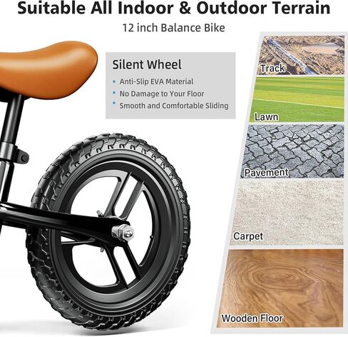 Colorful Lighting Toddler Balance Bike 2 3 Year Old,Balance Bike for Age 24 Months to 5 Years Old,12Inch Lightweight Steady Balancing Bike with Adjustable Handlebar&Seat,Birthday Gift for 2 3 4 5 Kids in Kuwait