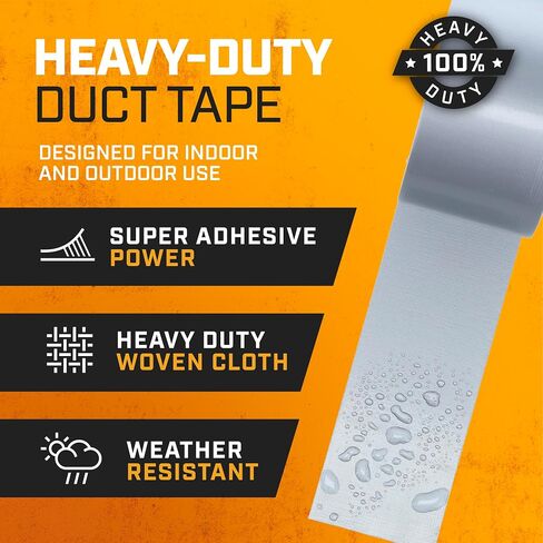 Lockport Duct Tape Heavy Duty Waterproof - 30 Yards x 2 Inch - 12 Roll Pack Silver Duct Tape Bulk Pack - No Residue, Flexible, Strong, All-Weather and Easy Tear - Grey Heavy Duty in Saudi Arabia